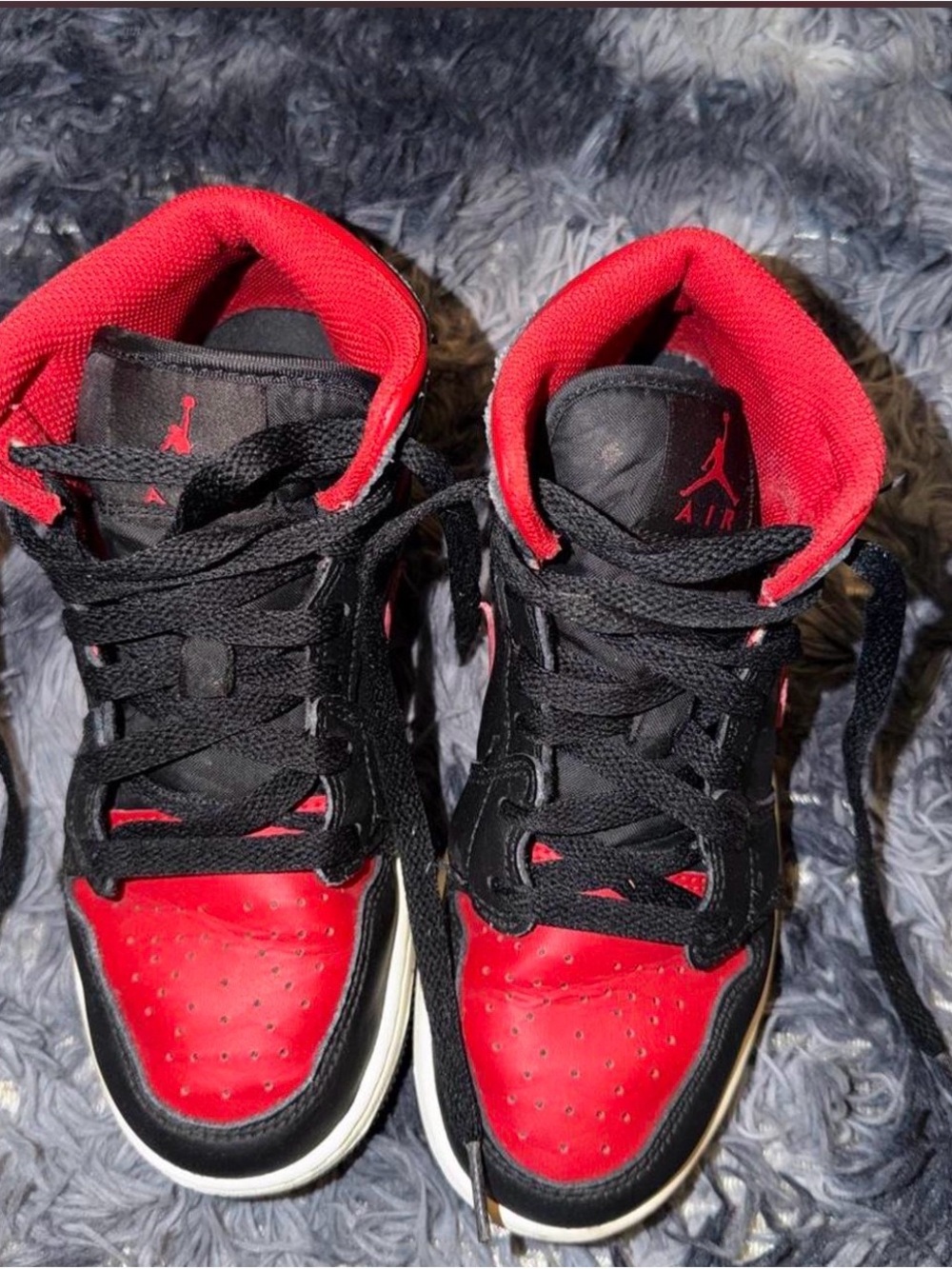 Jordan Kids Black and Red Mid-Top Sneakers